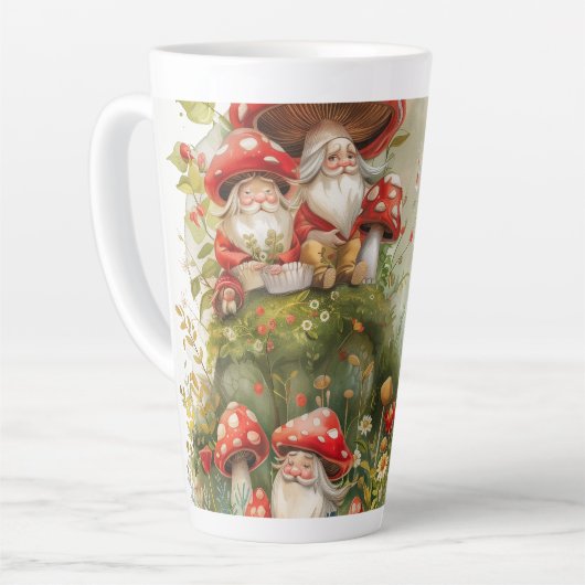 Tasse Latte Petits Gnomes & Tabourets Art numérique (Angle gauche)