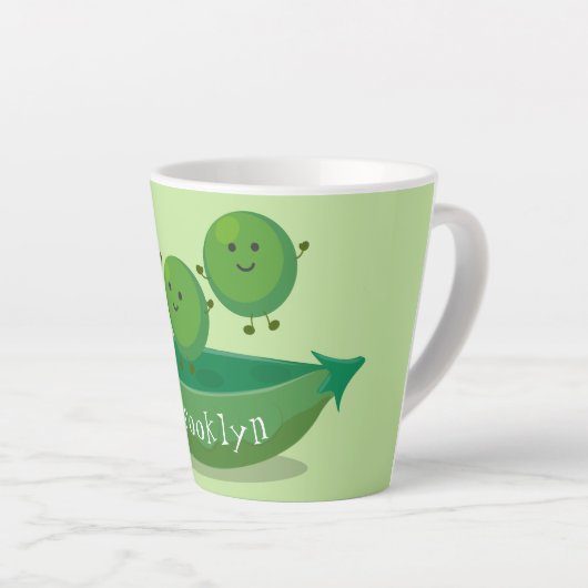 Tasse Latte Petits pois sauteurs en pod dessin animé illustrat (Angle droit)