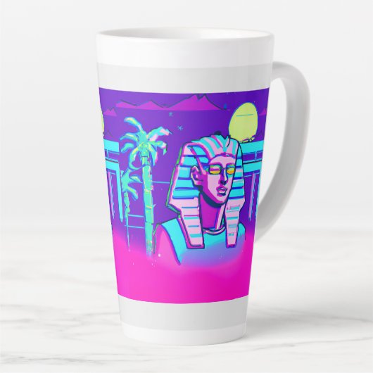 Tasse Latte Pharaon Synthwave (Angle droit)