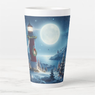 Tasse Latte Phare de Noël nautique