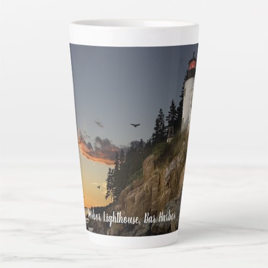Tasse Latte Phare pittoresque Bar Harbour (Devant)