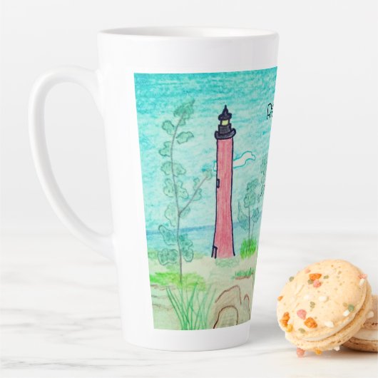 Tasse Latte Phare rouge (En situation)