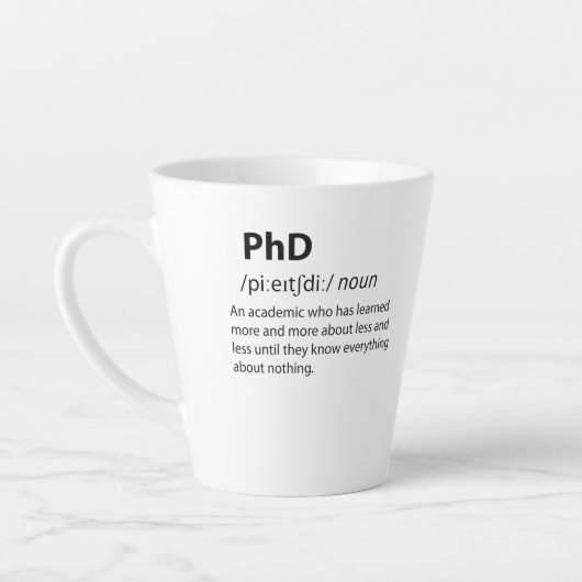 Tasse Latte PhD Drôle Dictionnaire Définition (Gauche)