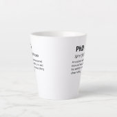 Tasse Latte PhD Drôle Dictionnaire Définition (Devant)