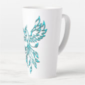 Tasse Latte Phénix bleu sarcelle s'élève (Angle droit)