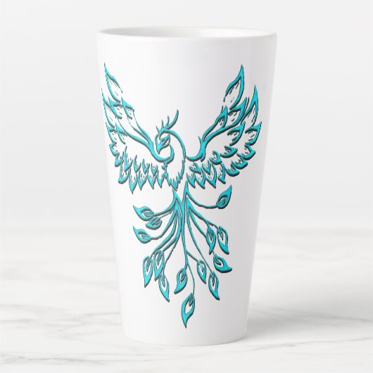 Tasse Latte Phénix bleu sarcelle s'élève (Devant)