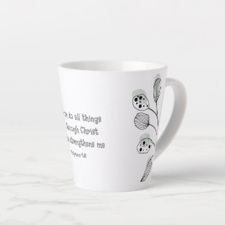 Tasse Latte Philippiens 4:13 Carte Feuille Eucalyptus Abstrait