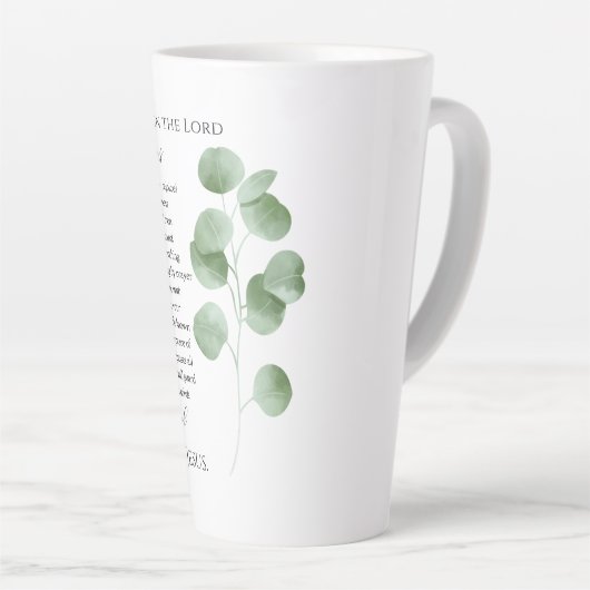 Tasse Latte Philippiens 4:4-7 Versets bibliques Eucalyptus Feu (Angle droit)
