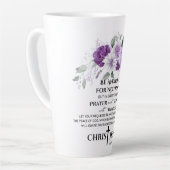 Tasse Latte Philippiens 4:6-7 Écriture Fleur pourpre (Angle gauche)