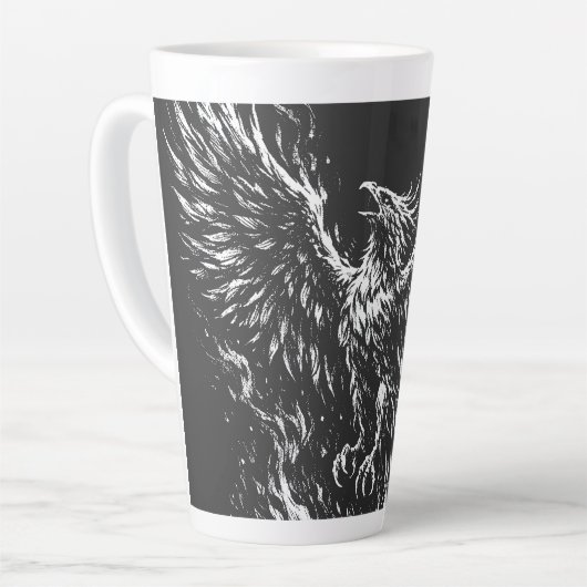 Tasse Latte Phoenix renaissant des flammes par BurnsInHell (Angle gauche)