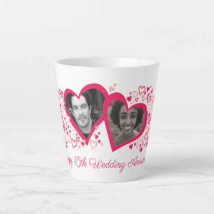 Tasse Latte Photo anniversaire de mariage personnalisée de deu