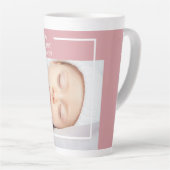 Tasse Latte Photo Bébé Fancy Cute | Rose et blanc | Devis (Angle droit)