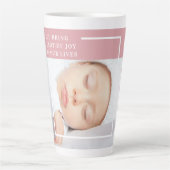 Tasse Latte Photo Bébé Fancy Cute | Rose et blanc | Devis (Devant)