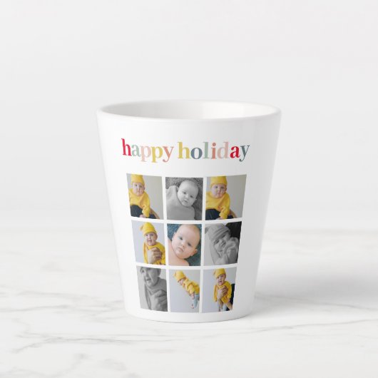 Tasse Latte Photo Collage | Colorful Happy Holiday (Devant)