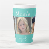Tasse Latte Photo Collage des Anges de Maman Blanc Turquoise F (Devant)