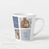 Tasse Latte Photo Collage moderne & Bleu Happy Fête des pères  (Droite)