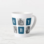 Tasse Latte Photo Collage Moderne Bleu Meilleur Hubby Ever Cad (Angle droit)