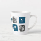 Tasse Latte Photo Collage Moderne Bleu Meilleur Hubby Ever Cad (Droite)