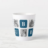 Tasse Latte Photo Collage Moderne Bleu Meilleur Hubby Ever Cad (Devant)