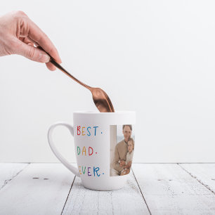Tasse Latte Photo Collage moderne Colorful Meilleur Papa Jamai