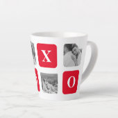 Tasse Latte Photo Collage moderne Couple et XOXO rouge (Angle droit)