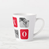Tasse Latte Photo Collage moderne Couple et XOXO rouge (Droite)