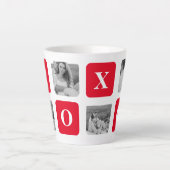 Tasse Latte Photo Collage moderne Couple et XOXO rouge (Devant)