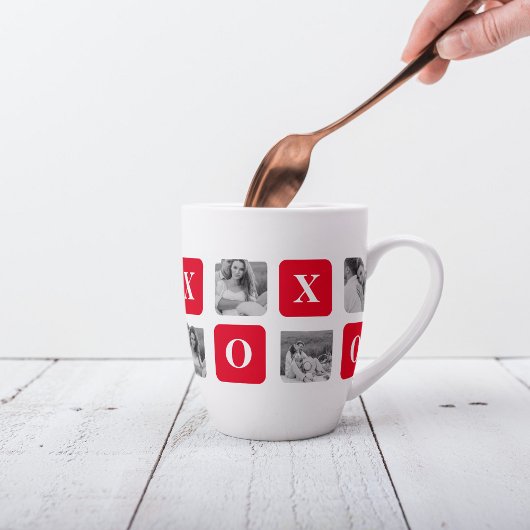 Tasse Latte Photo Collage moderne Couple et XOXO rouge