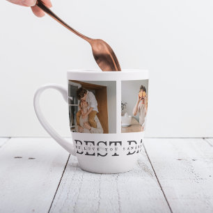 Tasse Latte Photo Collage moderne & Gris Meilleur Papa Jamais 