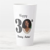 Tasse Latte Photo d'anniversaire 30 ans gras (Devant)
