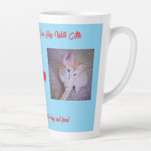 Tasse Latte Photo de chat bon matin, texte de cœurs et d'humou