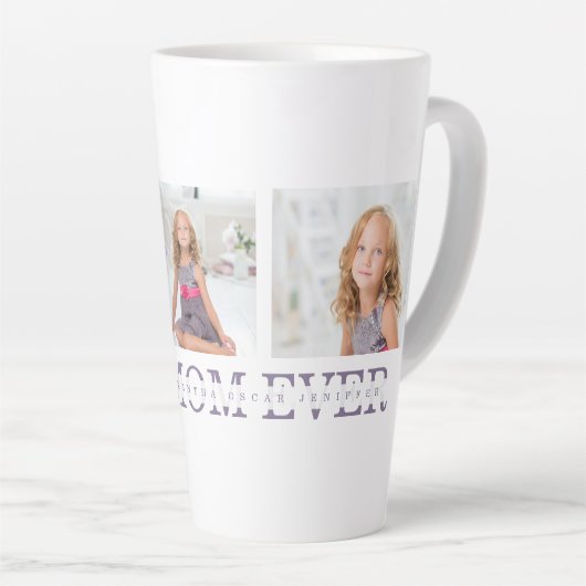 Tasse Latte Photo de collage moderne Meilleure mère Ever Purpl (Angle droit)