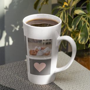 Tasse Latte Photo de collection moderne Best Mom Pink & Grey C