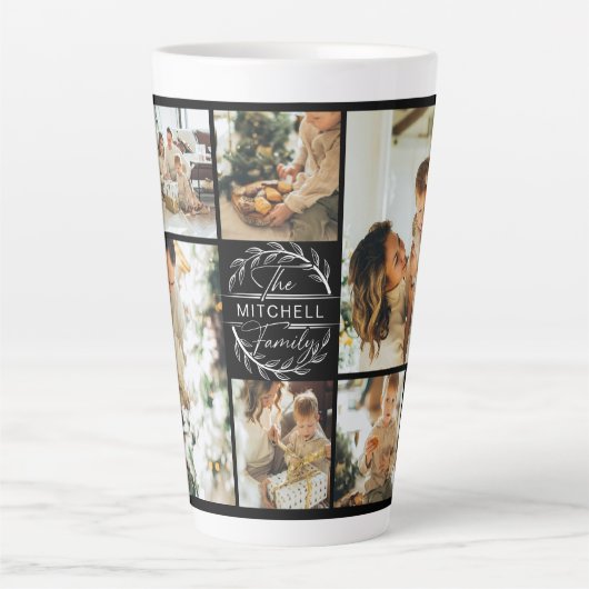 Tasse Latte Photo de famille moderne noir et blanc Collage de (Devant)