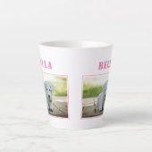 Tasse Latte Photo et nom du chien rose mignon (Devant)