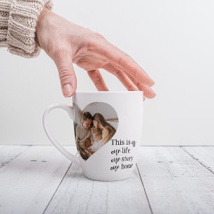 Tasse Latte Photo Famille Couple Moderne & Citation Famille Ca