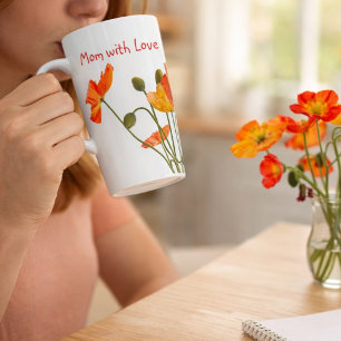 Tasse Latte Photo lumineuse et fraîche de coquelicot Maman ave