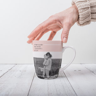 Tasse Latte Photo moderne Pastel Pink Famille Beau Cadeau