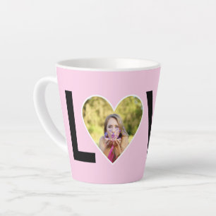 Tasse Latte Photo personnalisée dans un cadre en forme de cœur
