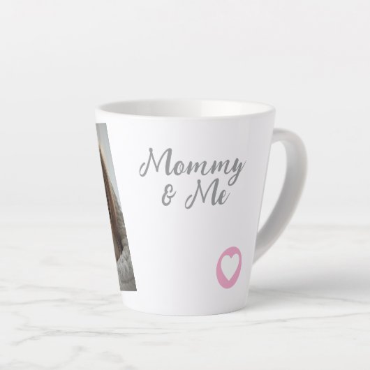 Tasse Latte Photo personnalisée et photo textuelle avec coeur (Angle droit)