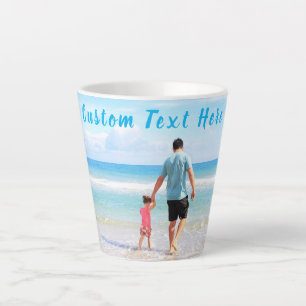 Tasse Latte Photo personnalisée et texte en latte Concevez vot