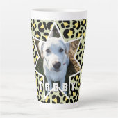 Tasse Latte Photo personnalisée Leopard Yellow Black (Devant)