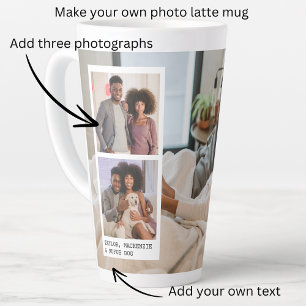 Tasse Latte Photos et texte personnalisés