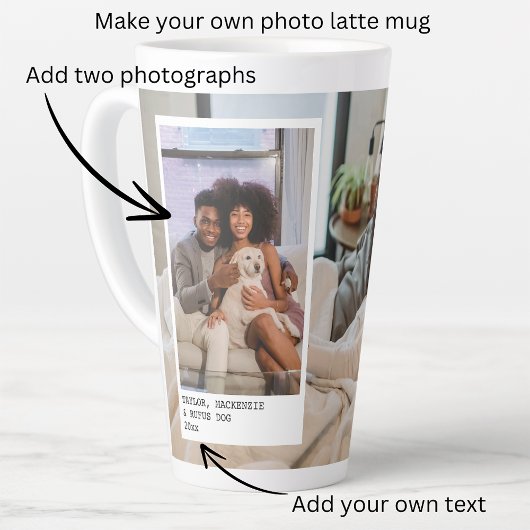 Tasse Latte Photos personnalisées et texte