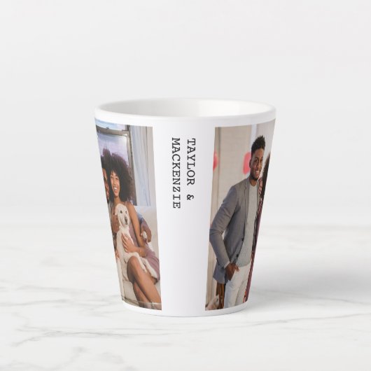 Tasse Latte Photos personnalisées et texte (Devant)