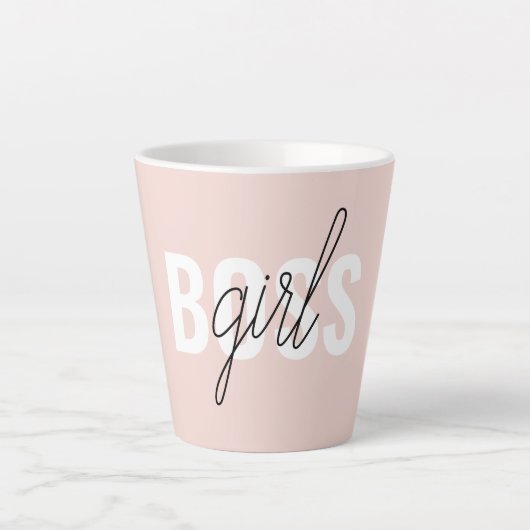 Tasse Latte Phrase moderne Pastel Rose fille Boss Phrase (Devant)