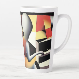 Tasse Latte Piano Player - Art aérographe