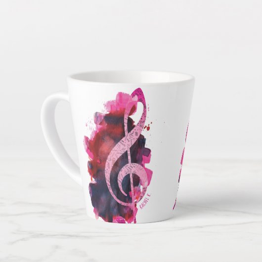 Tasse Latte Piano rose Plutôt Rose Personnalisé Grand Personne (Angle gauche)