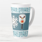 Tasse Latte Pickleball Noël Joie Bleu et Blanc Snowballs (Angle droit)