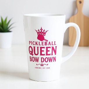 Tasse Latte Pickleball Queen rose cadeau personnalisé drôle